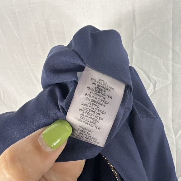 Karl Lagerfeld Navy Blue Wide Leg Sleeveless Jumpsuit Sz 0 Cold Shoulder V Neck - Picture 10 of 10